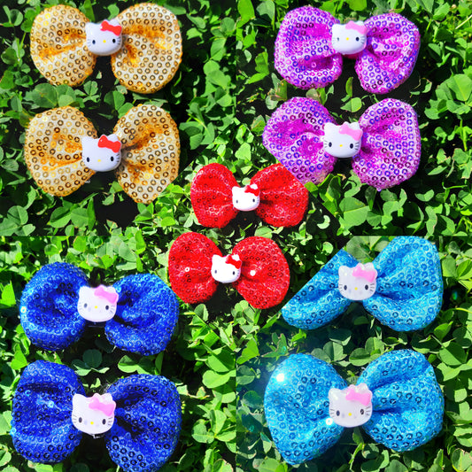 Kids Small Sequin Hair Bow Clip Set (Various Colors)